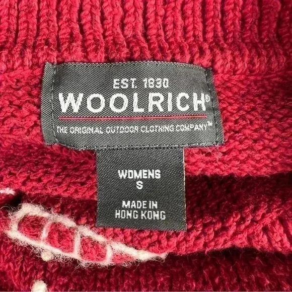 Woolrich Ruby Burnt Red Rolled Hem Sleeves V-Neck Collared Sweater Small - Picture 9 of 15